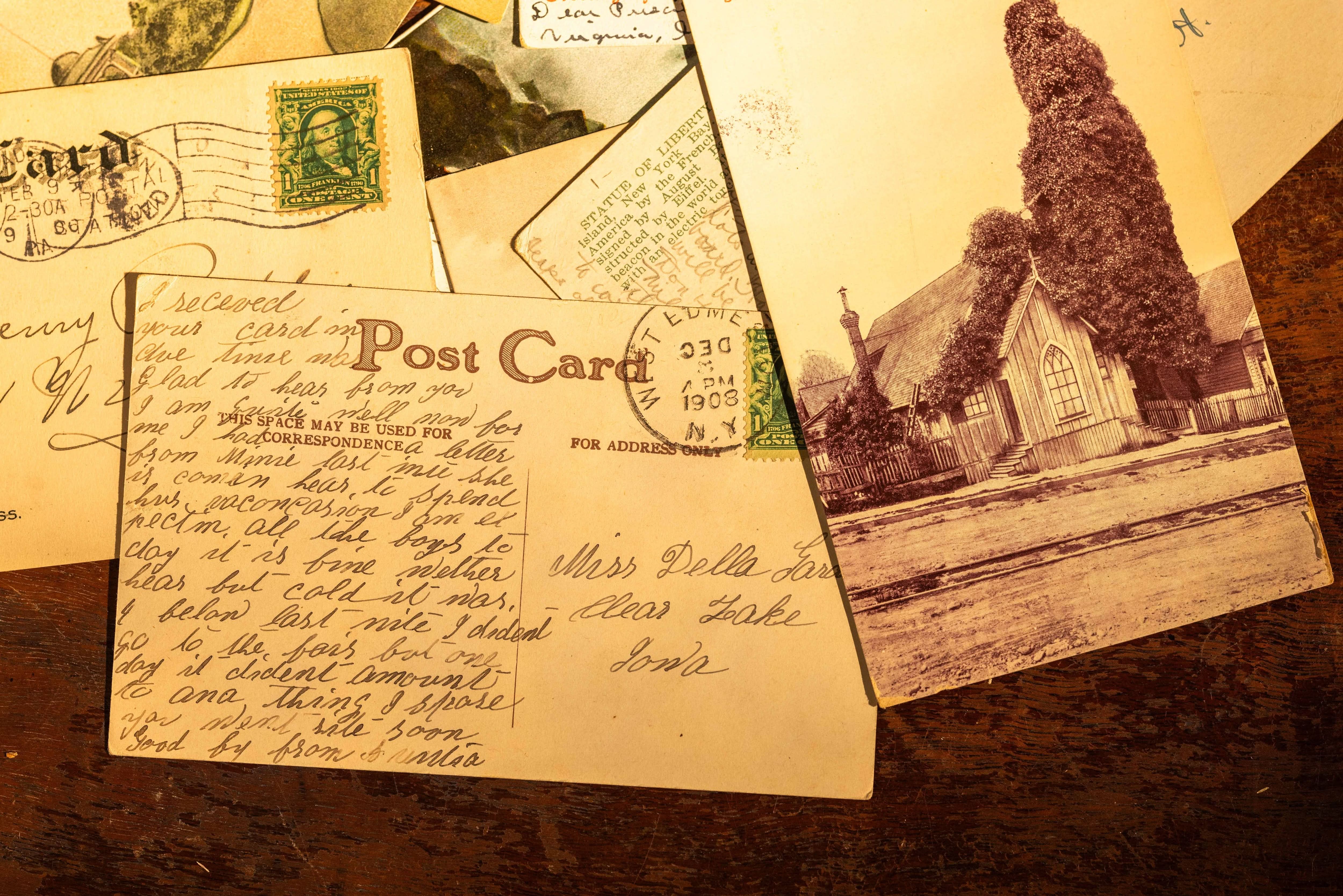 Image of Antique American Postcards with Script - Novelbookstore.co