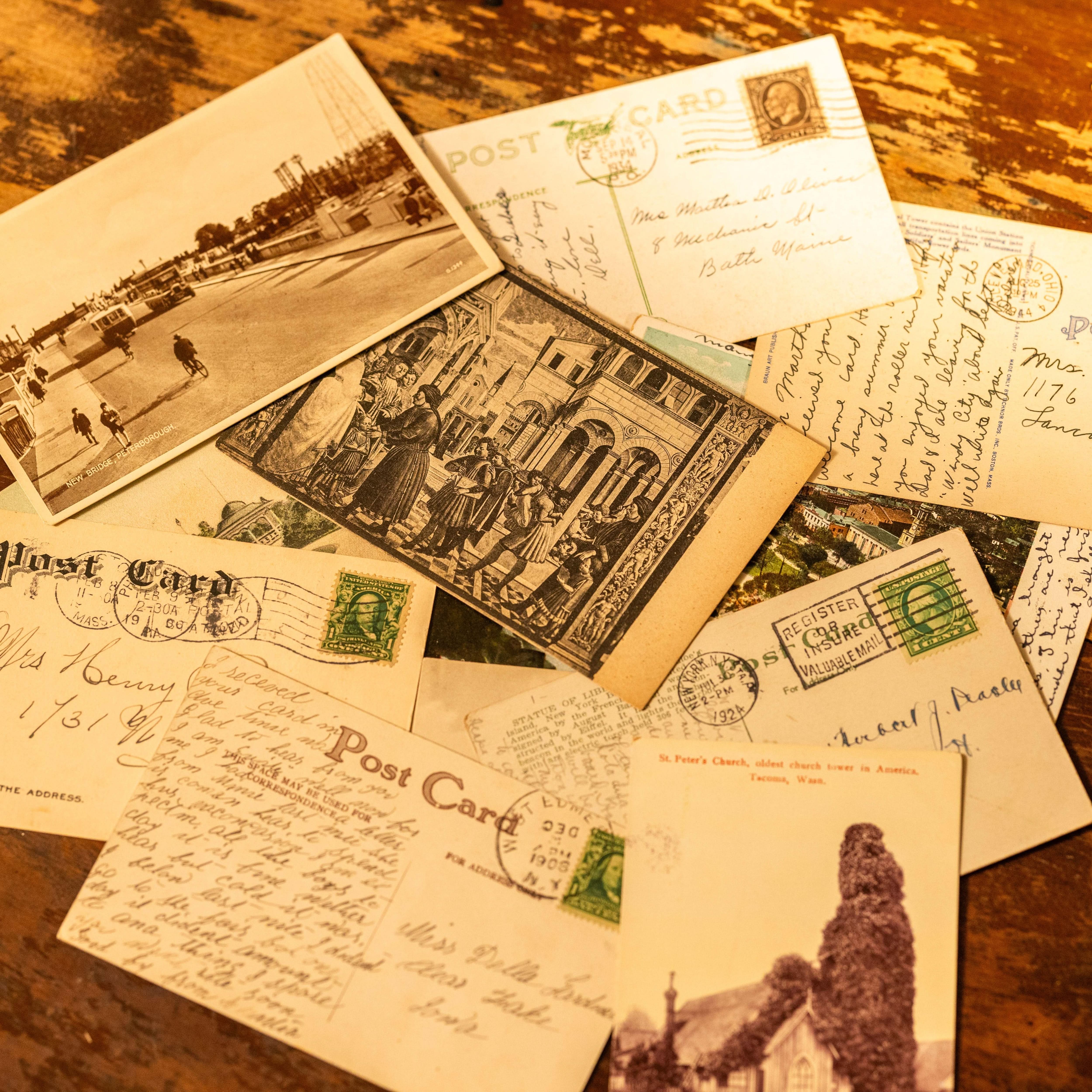 Image of Antique American Postcards with Script - Novelbookstore.co