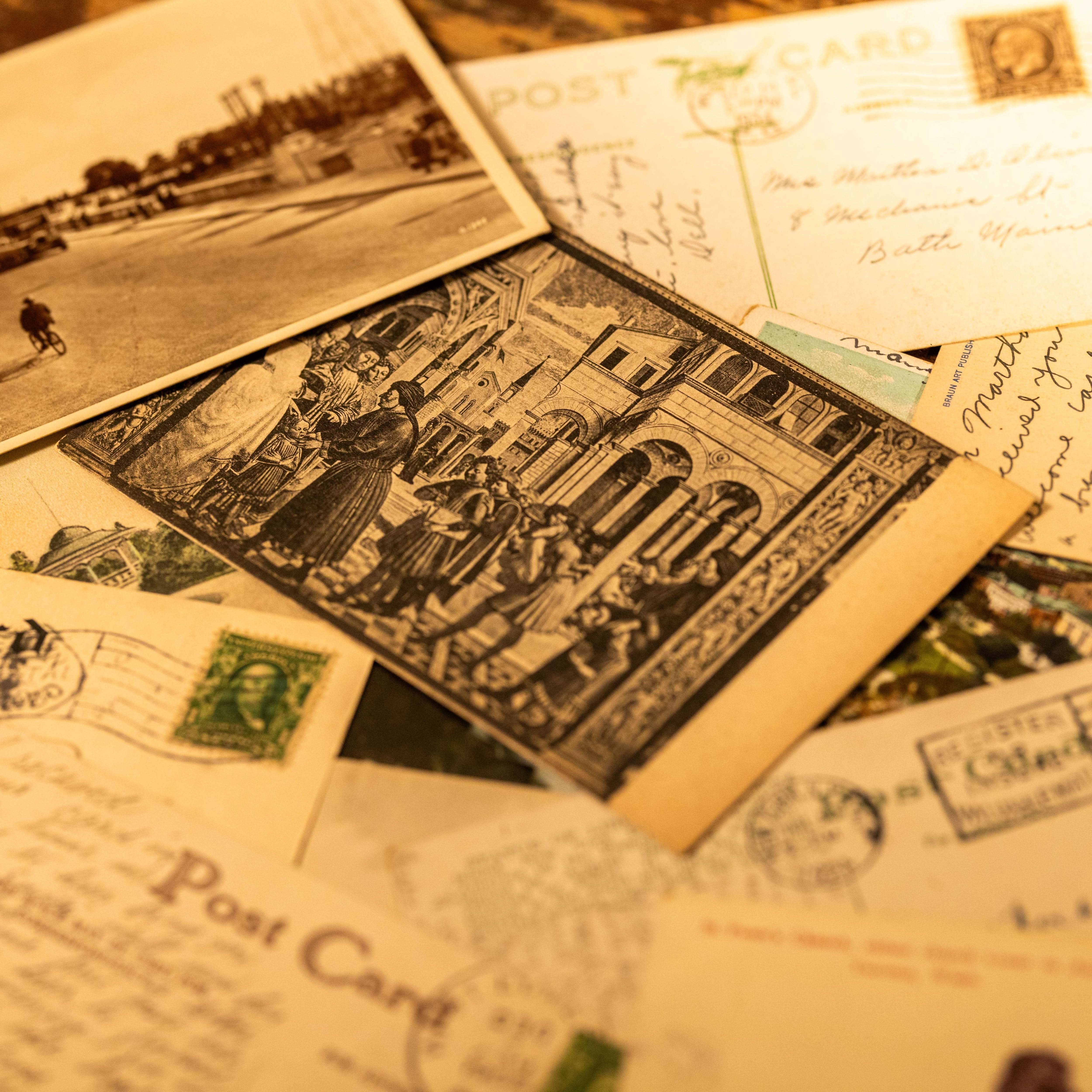 Image of Antique American Postcards with Script - Novelbookstore.co