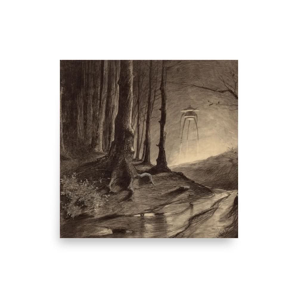 Martian Amidst Woods  - The War of the Worlds Original Illustration - Novelbookstore.co