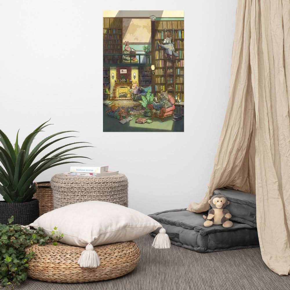 Critters Reading in Library Poster - Novelbookstore.co