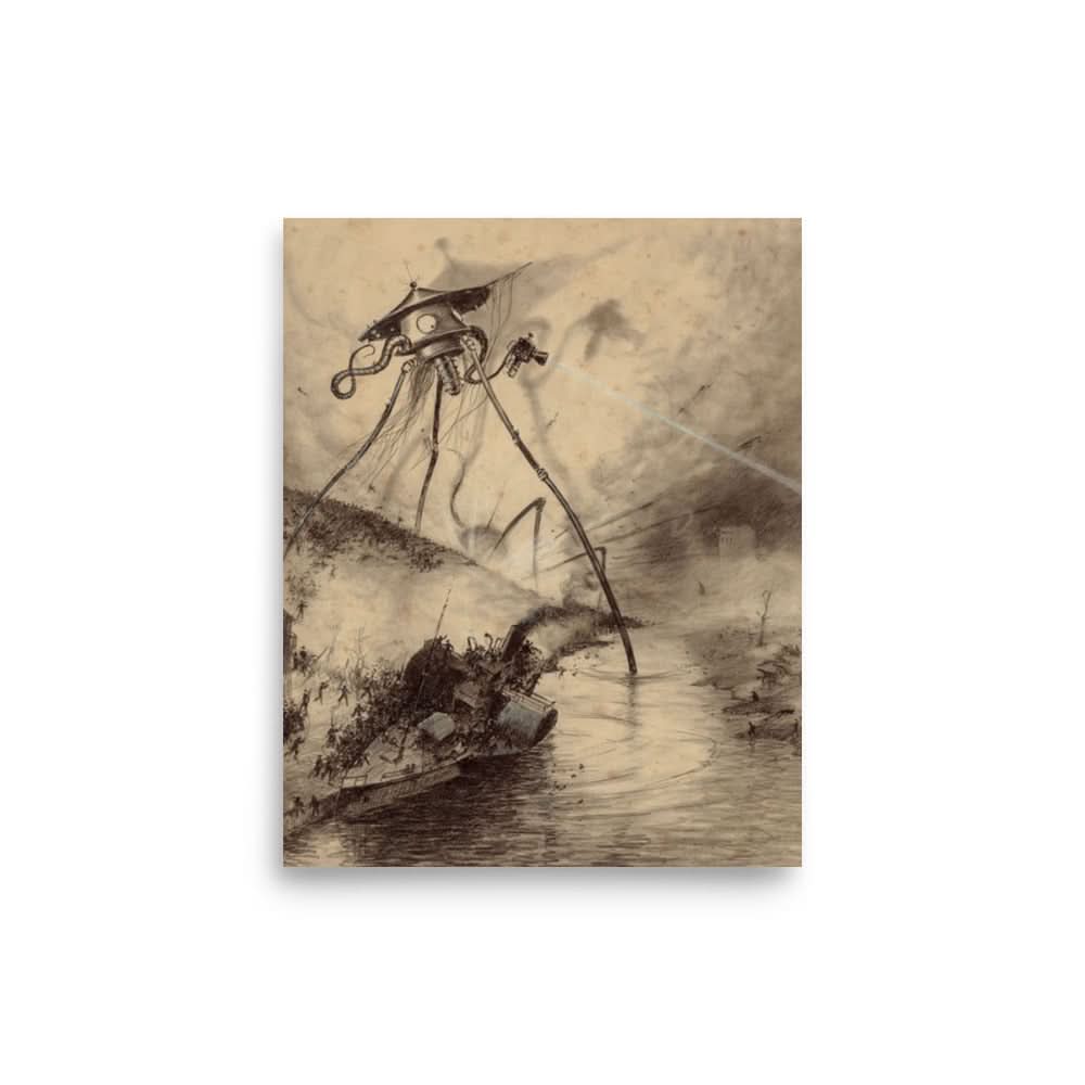 Image of Martian Amidst Battle - The War of the Worlds Original Illustration - Novelbookstore.co